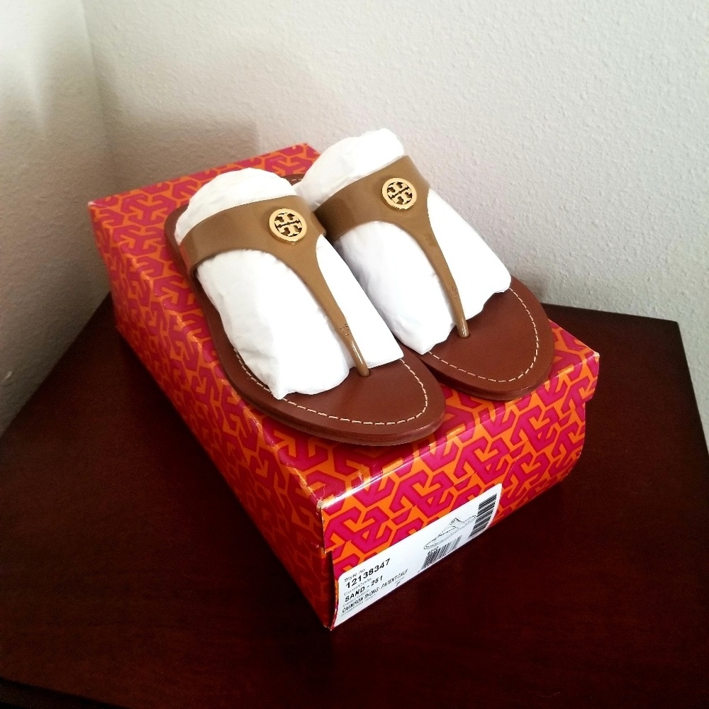 Tory Burch Sand Patent Leather Cameron Sandal